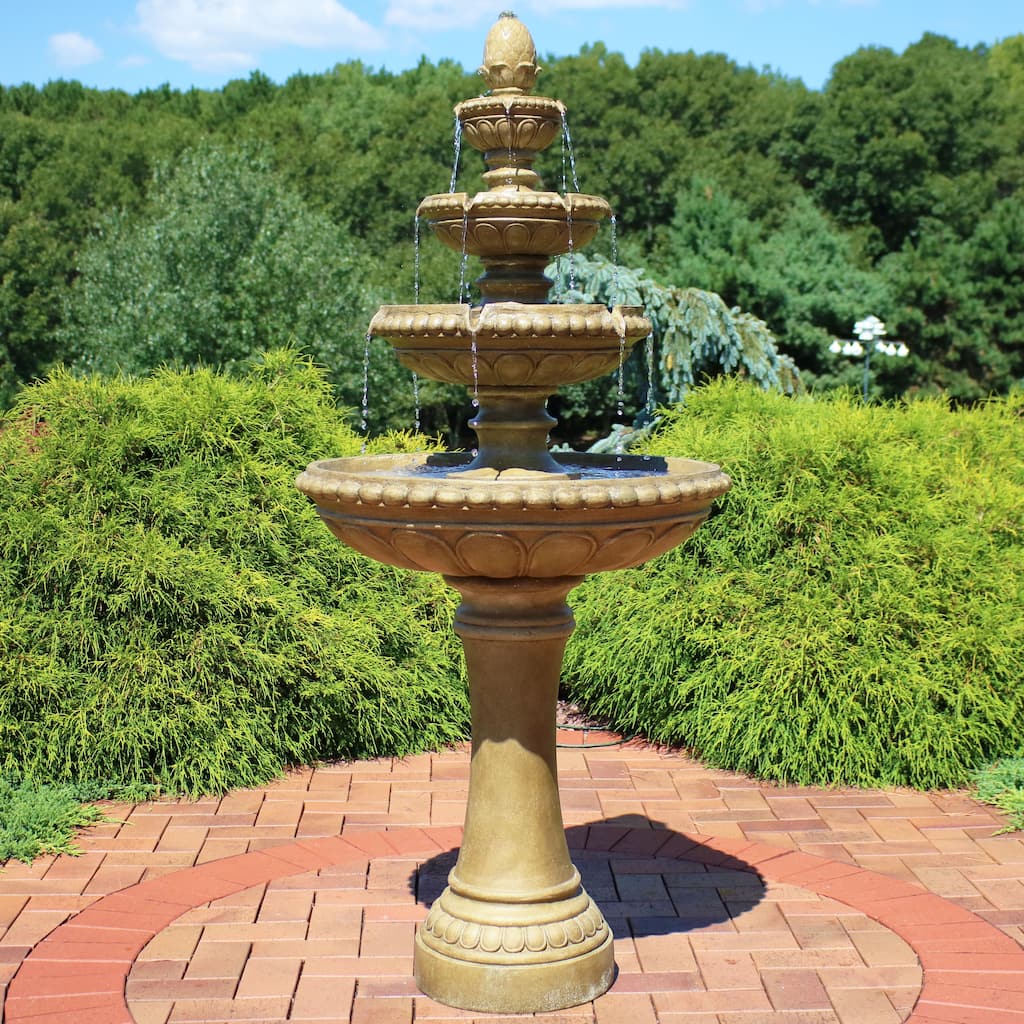 Large Outdoor Patio Electric Eggshell 4-Tier Water Fountain Feature - 65-Inch - 65"
