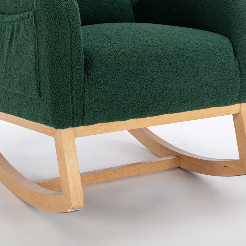 Teddy Fabric Rocking Chair With Packet Wood Legs