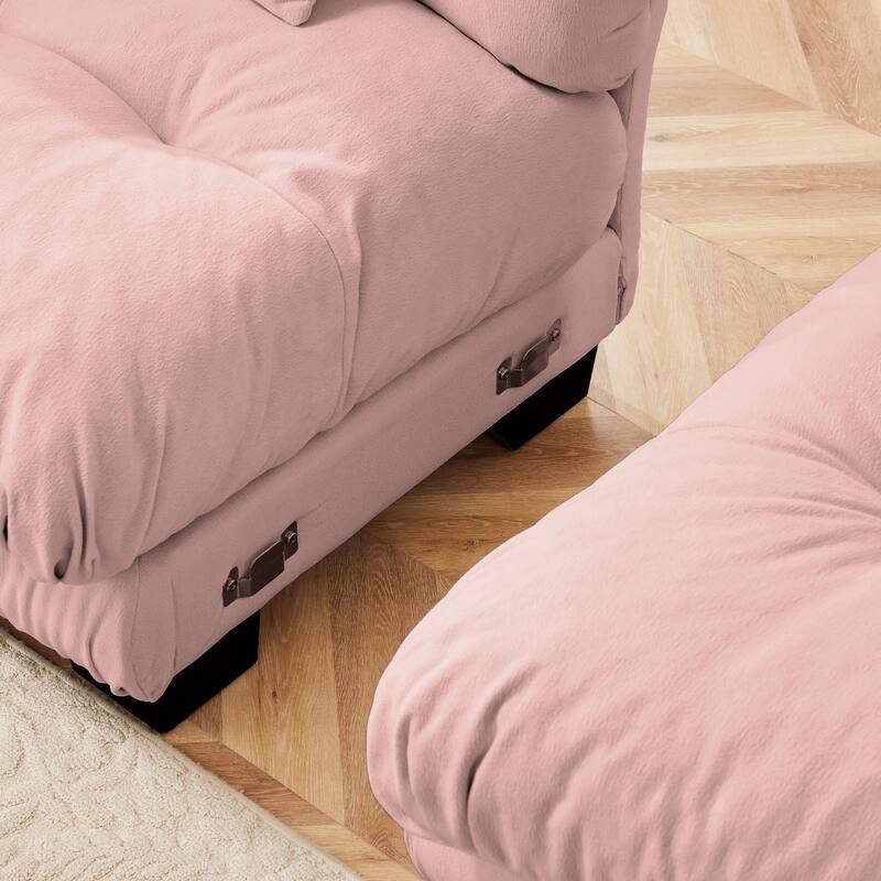 Modular L-Shaped 4-Seater Sectional Sofa Free Combination Cloud Sofa with Convertible Ottomans for Living Room