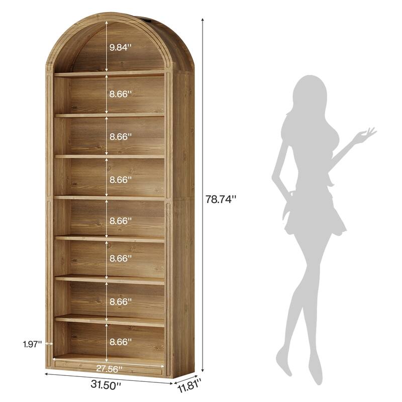 79.53" Tall Modern Arched Bookcase