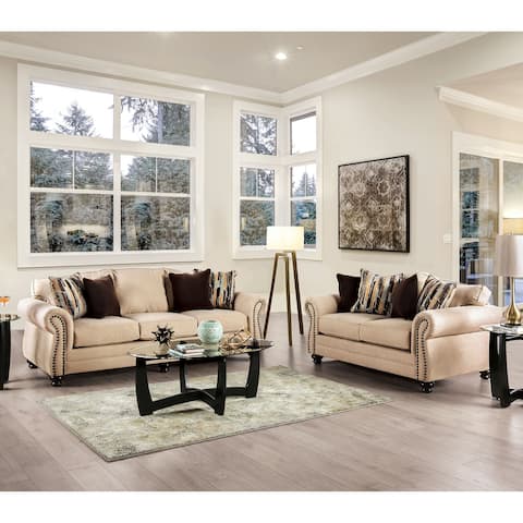 Furniture of America Heny Traditional Beige 2-piece Living Room Set