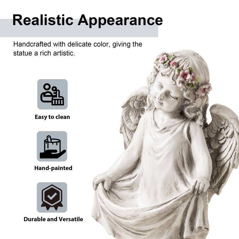 Glitzhome Sleeping Angel MGO Garden Statue for Outdoor Indoor Coastal Sculpture