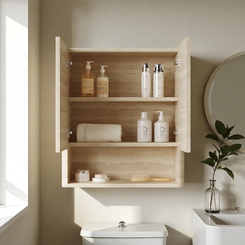 26" Wall Mounted Bathroom Cabinet with Doors & Shelf, Over Toilet Storage Cabinet for Bathroom, Kitchen & Laundry