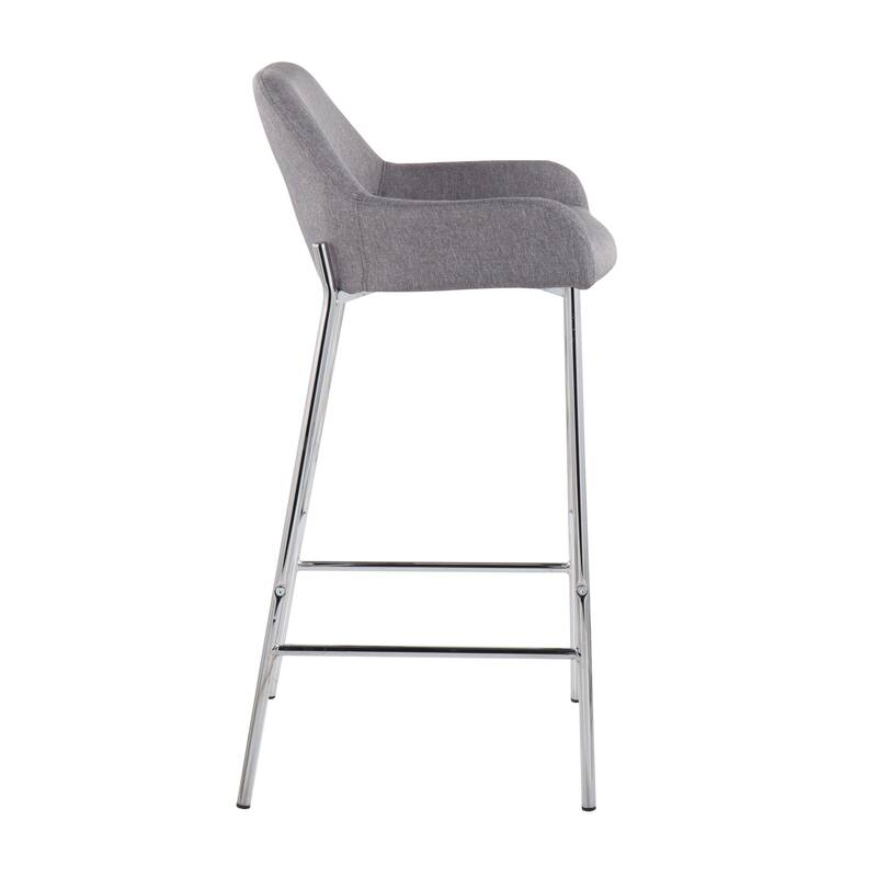 Silver Orchid Galotti Chrome Fixed-Height Upholstered Bar Stool - Set of 2