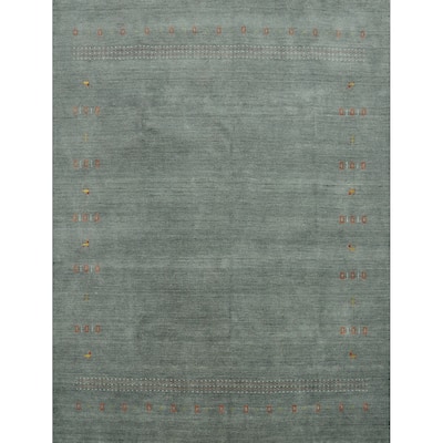 Hand Knotted Oriental 100% Wool Carpet Tribal Animal Pictorial Greys & Charcoal Gabbeh Area Rug - 8' 8'' X 8' 11''