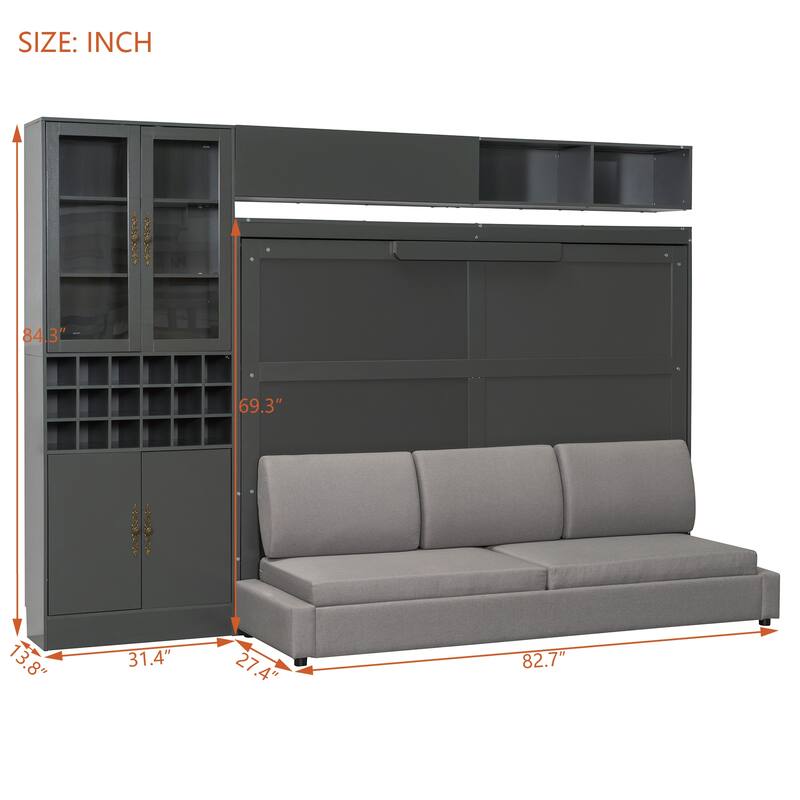 Queen Size Murphy Bed Wall Bed with Sofa