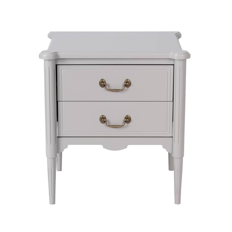Design House Oxford End Table with Two Drawers - Grey