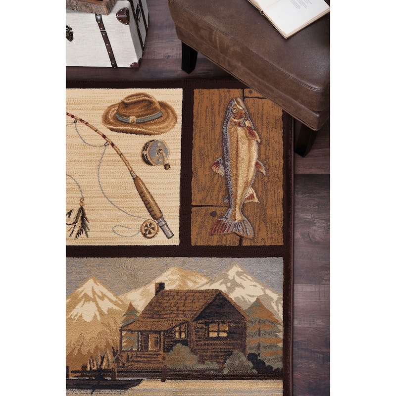 Natural Lodge Novelty Graphic Indoor Area Rug