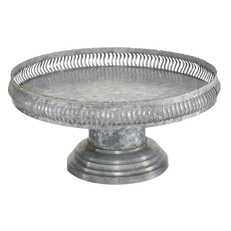 Metal Galvanized Cake Stand - Set of 2 Gray - Roche River Decor