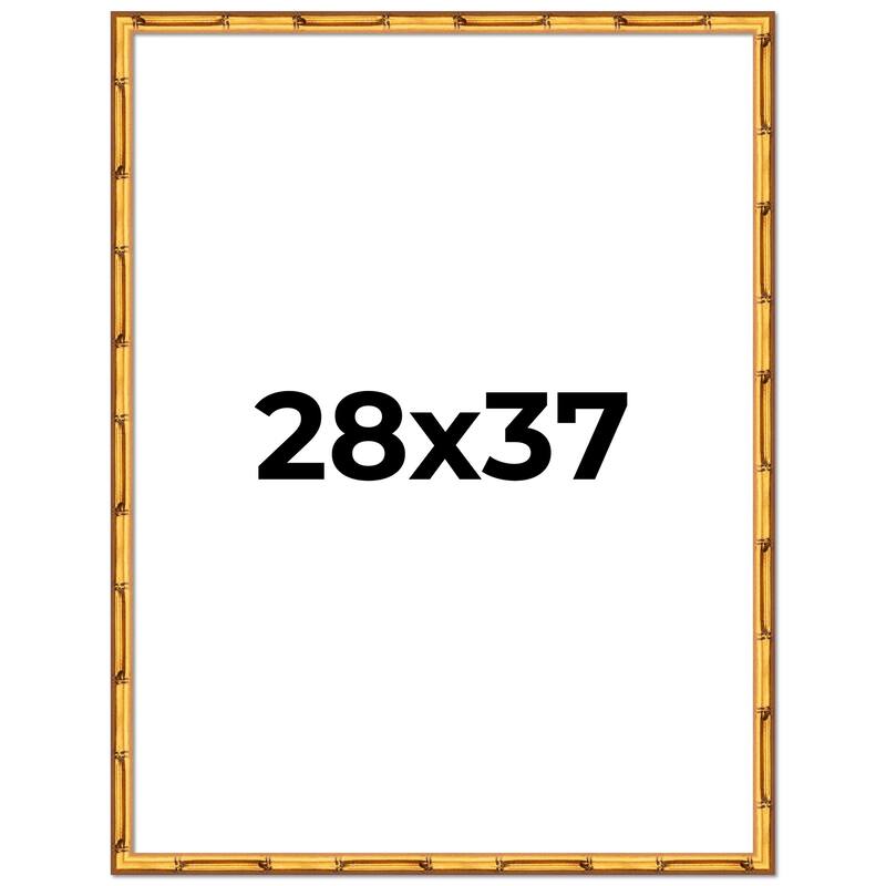 28x37 Frame Gold Bamboo Picture Frame Modern Photo Frame Includes UV Acrylic Shatter Guard Front Acid Free Foam Backing Board