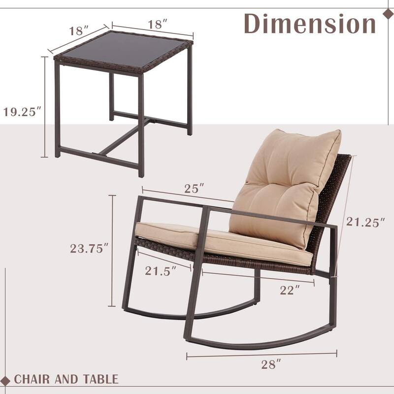 Pheap Outdoor Patio 3-piece Black/Brown Wicker Rocking Bistro Set by Havenside Home