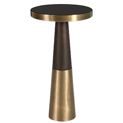 Uttermost 24982 Fortier 12" Diameter Glass Top Wood Side Table