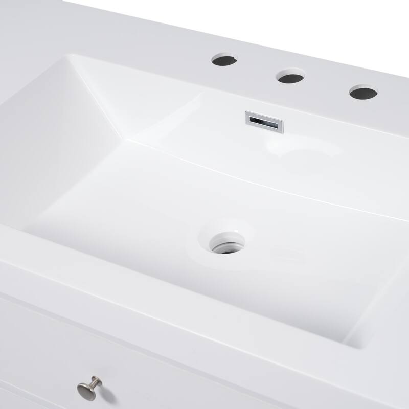 60" Large Rattan Bathroom Vanity Cabinet with SMC Sink