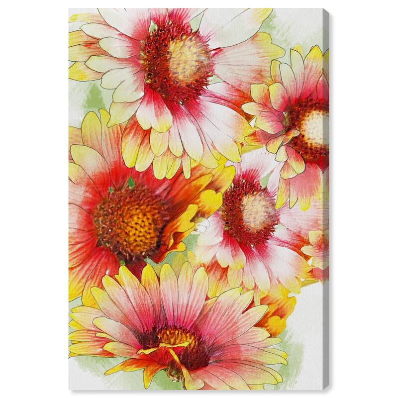 Wynwood Studio Canvas Nature and Landscape Gaillardia Flock Orange and Bohemian & Eclectic Wall Art Canvas Print