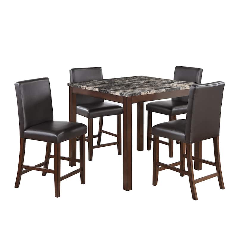 5 Piece Counter Height Dining Set with Footrest - Cherry/Espresso