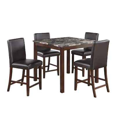 5 Piece Counter Height Dining Set with Footrest