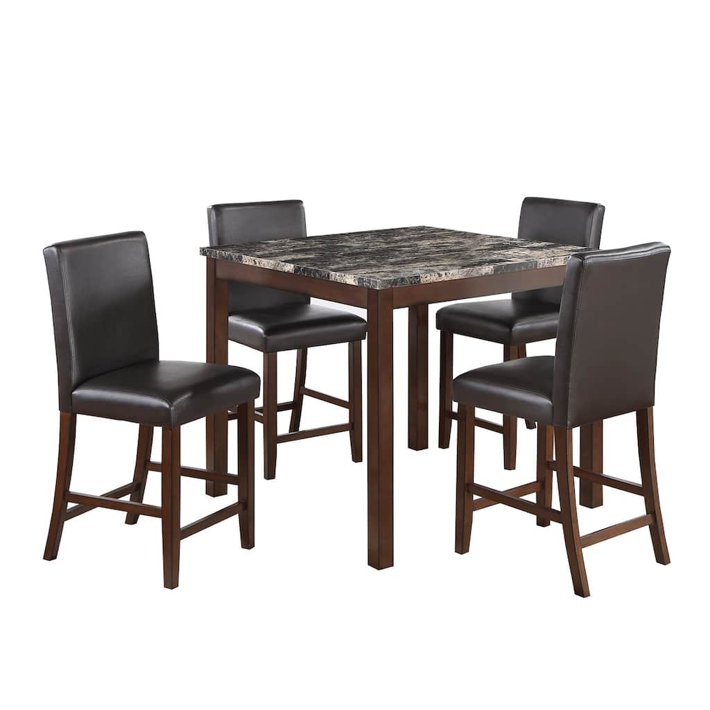5 Piece Counter Height Dining Set with Footrest