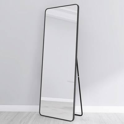 Versatile Full Length Floor Mirror - 65" x 22" with Black Aluminum Alloy Frame