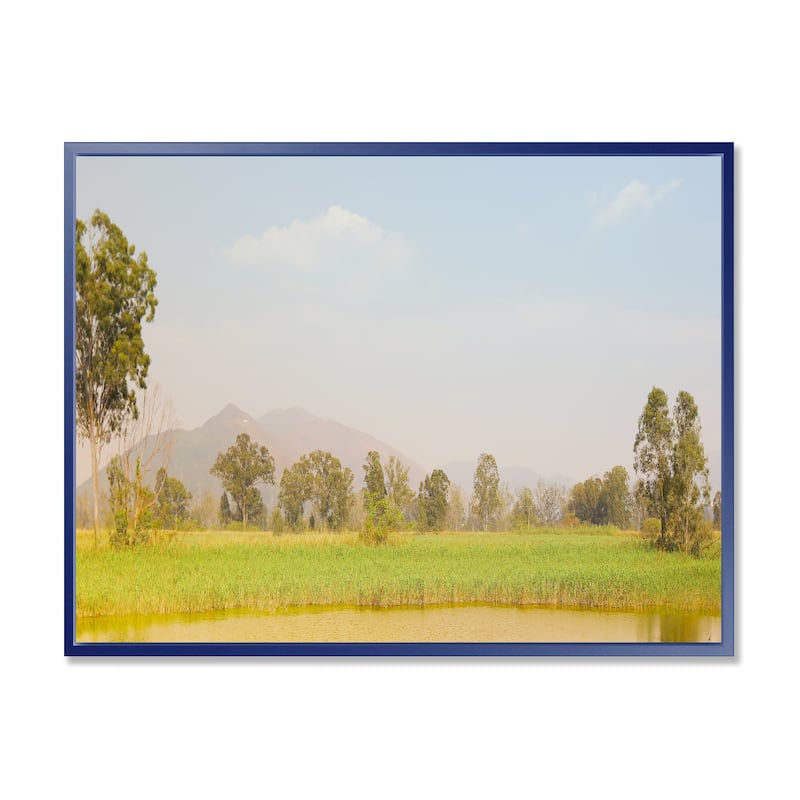 Designart "Wetland of Nam Sang Wai Yellow" Large Seascape Art Framed Canvas Print