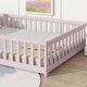 preview thumbnail 22 of 43, White Full Size Wooden Floor Bed with Fence & Door, Rubber, Safety Guardrails