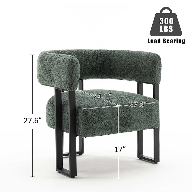 Upholstered Teddy Velvet Accent Chair, Modern Boucle Armchair