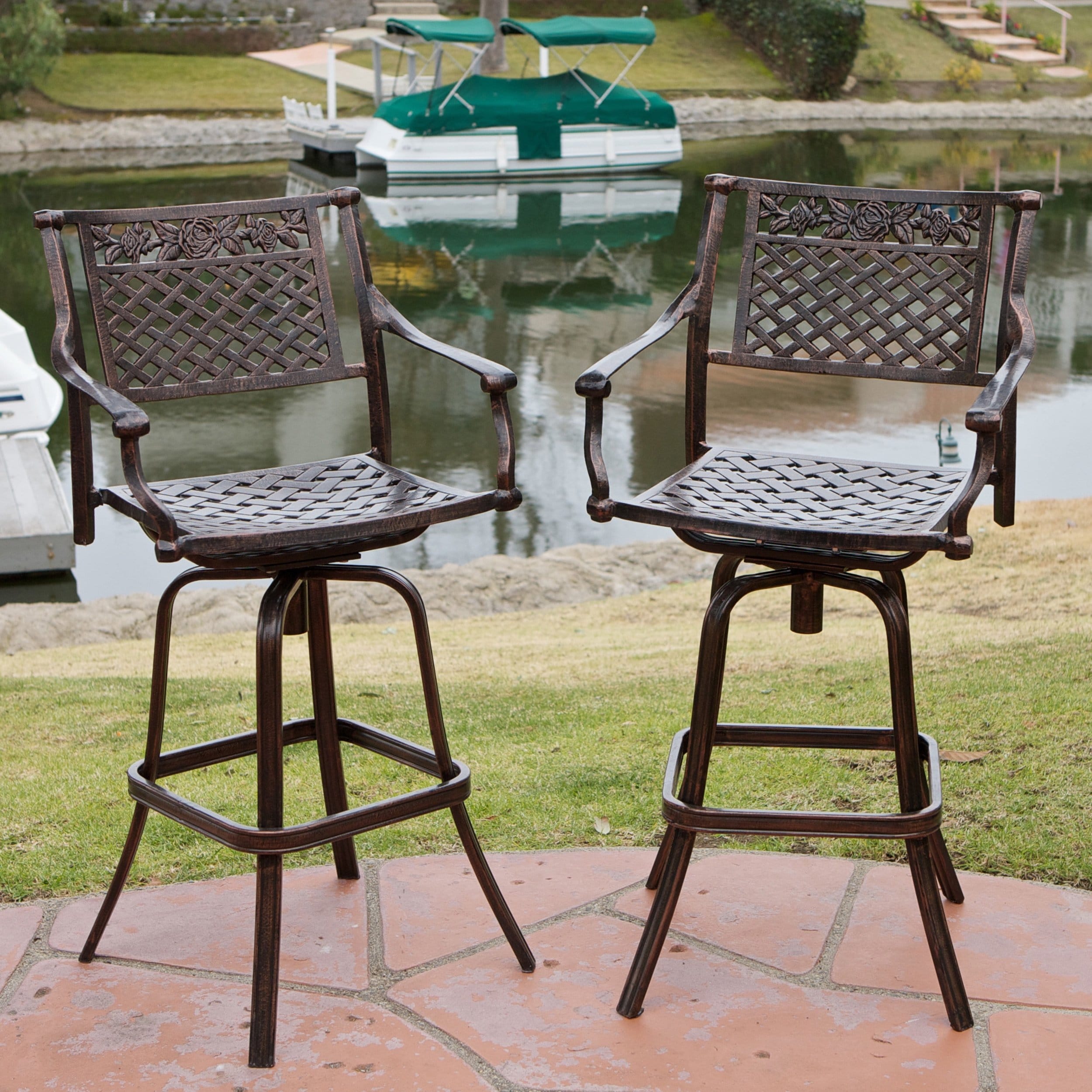 Sebastian Cast Aluminum Bar Stool Set Of 2 By Christopher Knight Home Sale