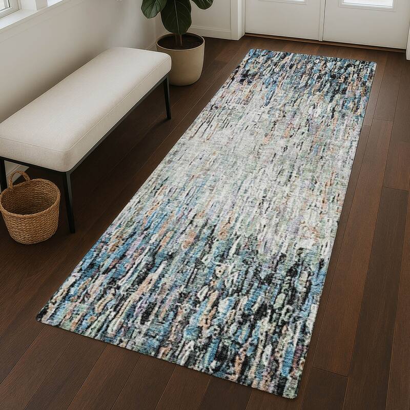Machine Washable Indoor/ Outdoor Abstract Moxy Chantille Rug