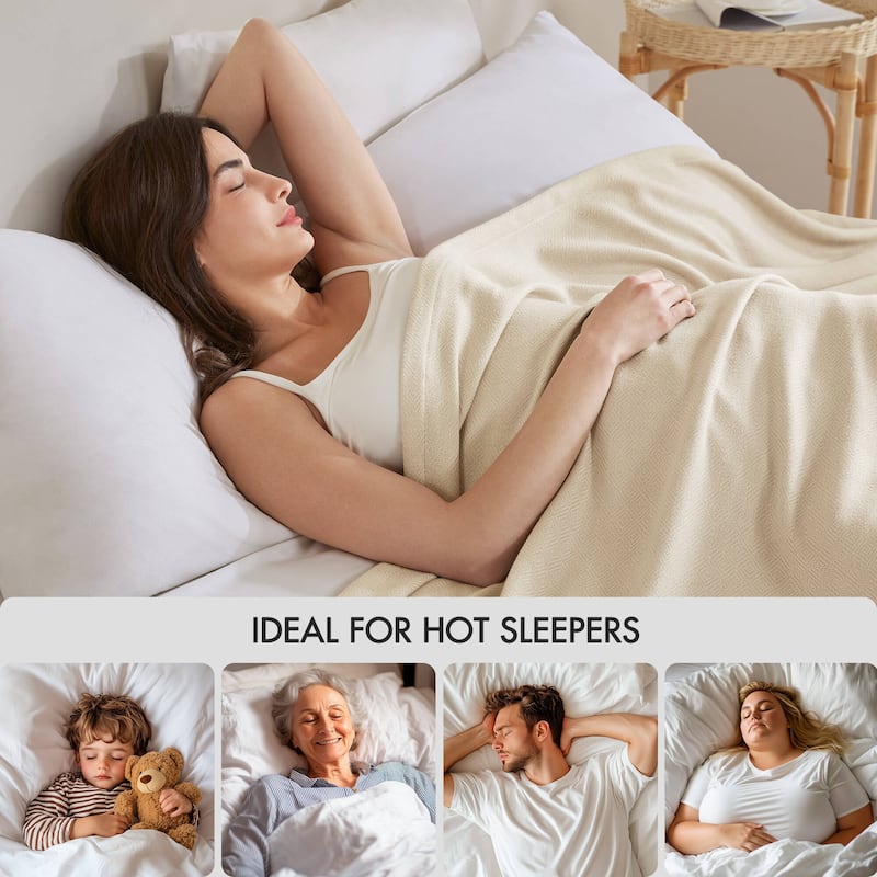 Chelsea Square Rayon from Bamboo Cooling Cotton Lightweight Blanket for Summer Spring