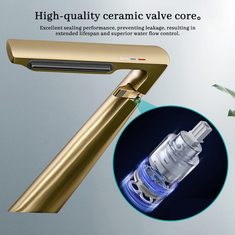 6.2"H Solid Brass Bathroom Waterfall Sink Faucet