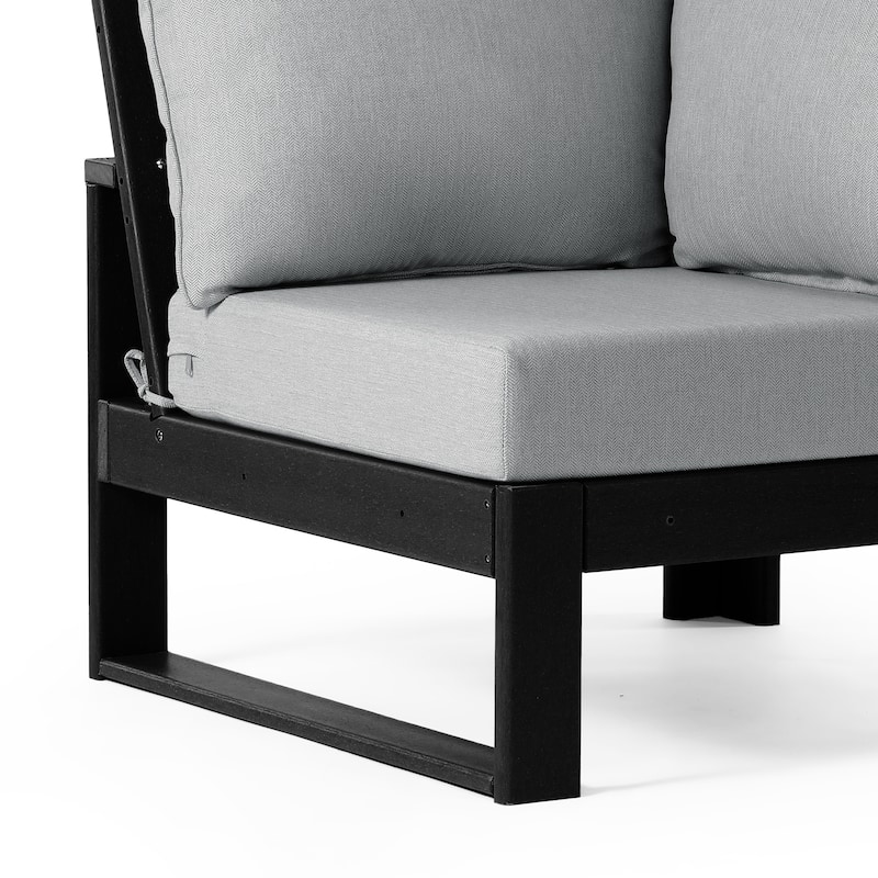 Polytrends Endless Patio Deep Seating Corner Chair with Black Frame