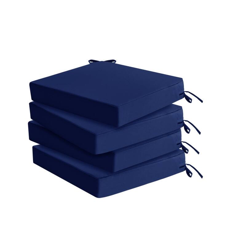 4-Pack Outdoor Chair Cushions – Waterproof, Blue, 18.5"x16" - 18.5x16x2 Inch