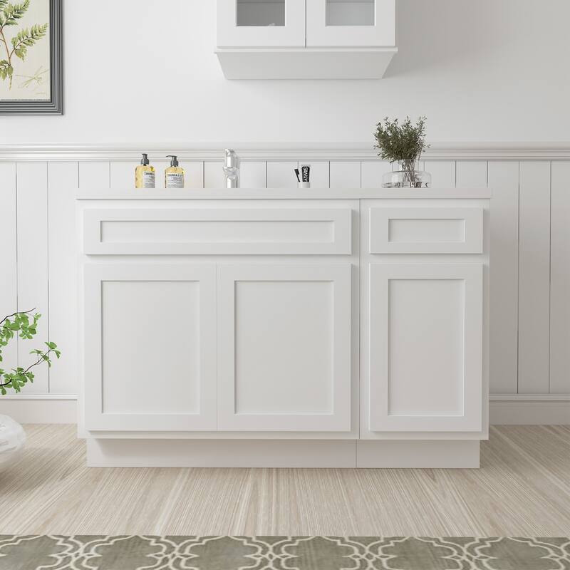 Vanity Art 45" Oak Freestanding Bathroom Vanity Cabinet without Top - White