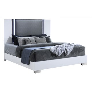 Ylime Smooth White Bed With Led Fully Slatted