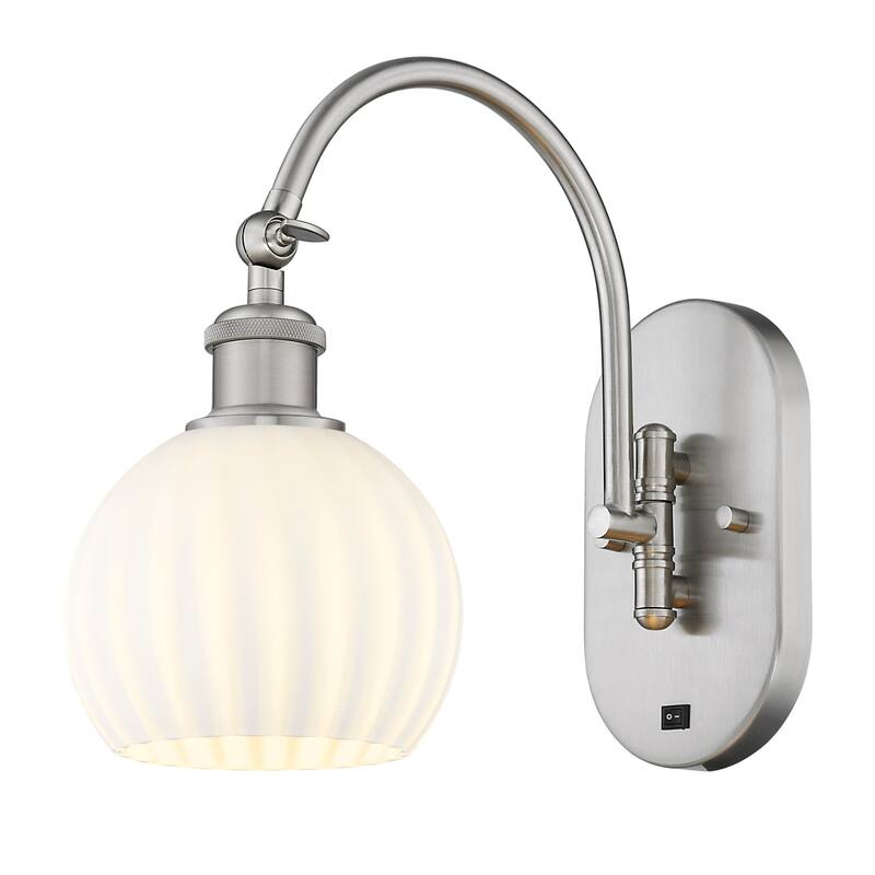 Innovations Lighting 518-1W-12-6-White Venetian-Indoor Wall Sconce - Brushed Satin Nickel / White Venetian