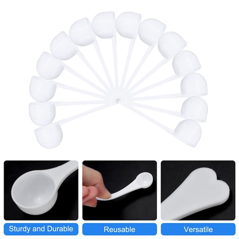 15 Pcs Measuring Spoon with Short Handle, Teaspoon (5g) Plastic Scoops, White - 5g