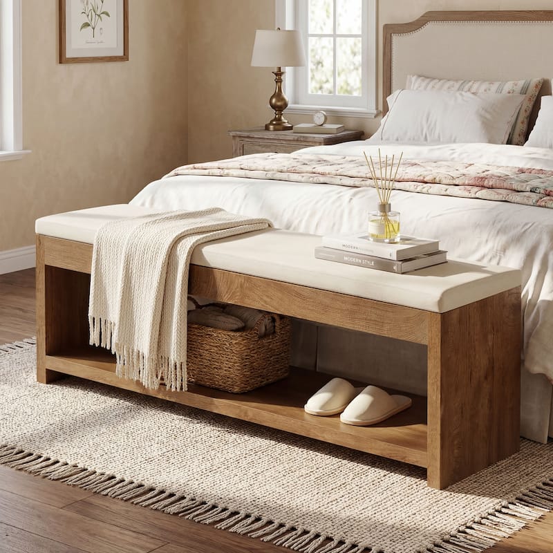 Shoe Bench With Cushion And Storage Shoe Rack