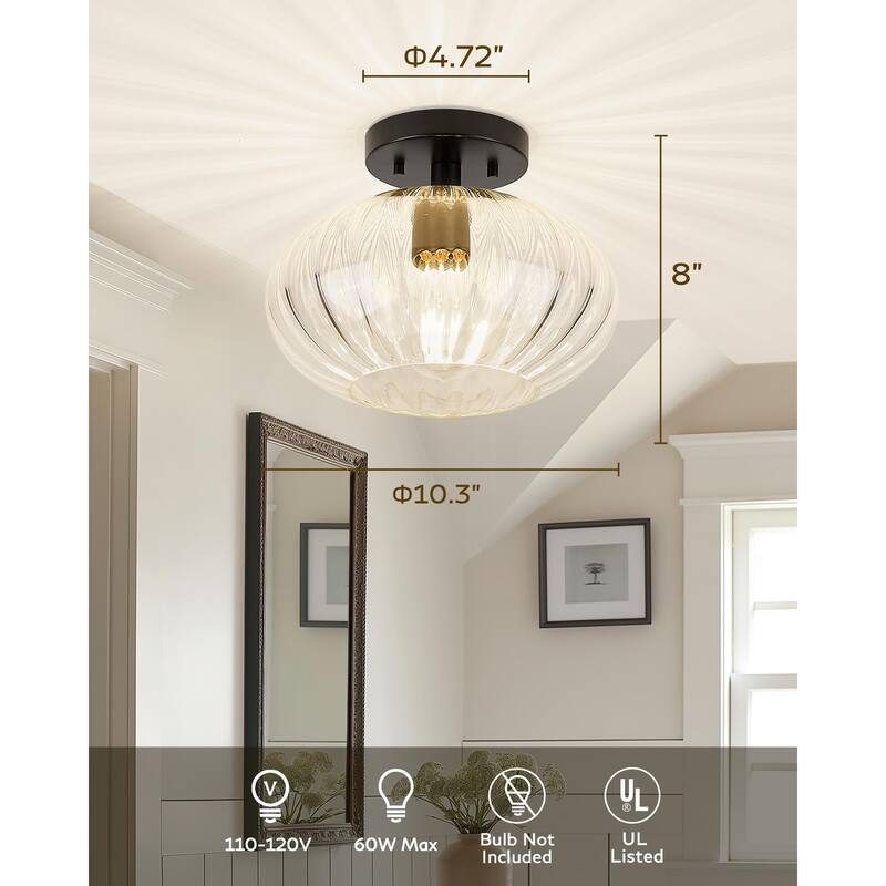 10.3" Dome Glass Flush Mount Modern Ceiling Light