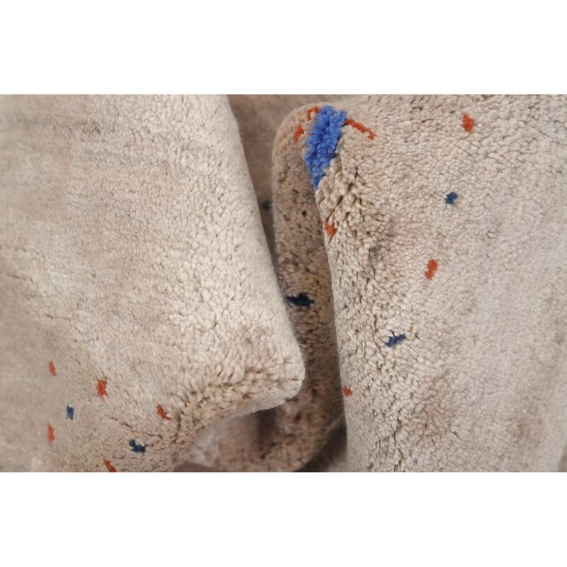 Hand Knotted Oriental 100% Wool Carpet Tribal Animal Pictorial Beige & Ivories Gabbeh Area Rug - 4' 11'' X 3' 0''