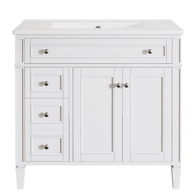 Modern Wood Bathroom Vanity, Storage Cabinet with Ceramic Sink