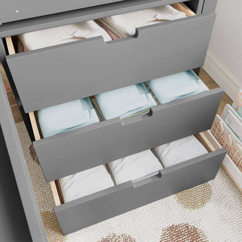 Twin Loft Bed with Storage Cabinets and Removable Desk, Kids House Loft Bed with Slide and Stairs, Childlike