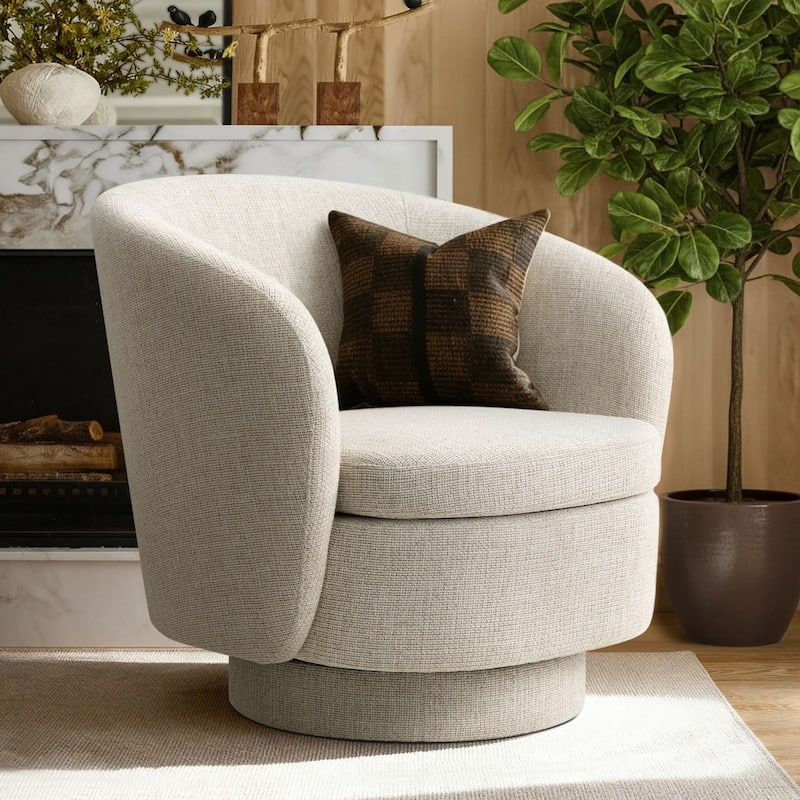 360° Tweed Swivel Barrel Accent Chair