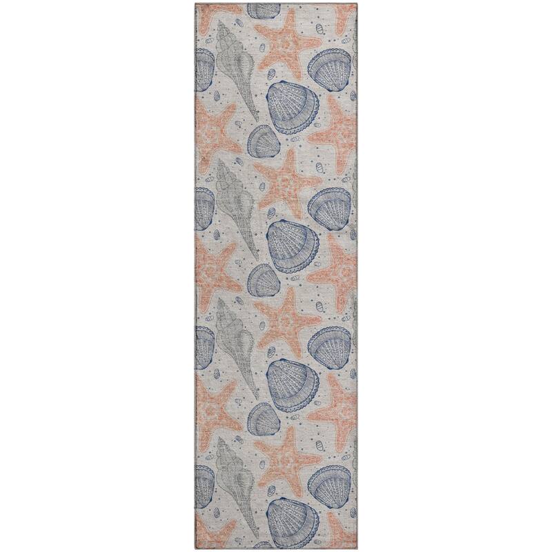 Premium Washable Super Soft Starfish Seashells Coastal Mayfield Rug