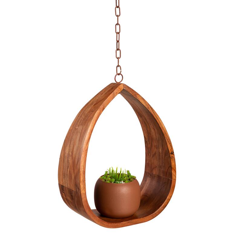 13" Drop Shape Hanging Metal Planter, Rust