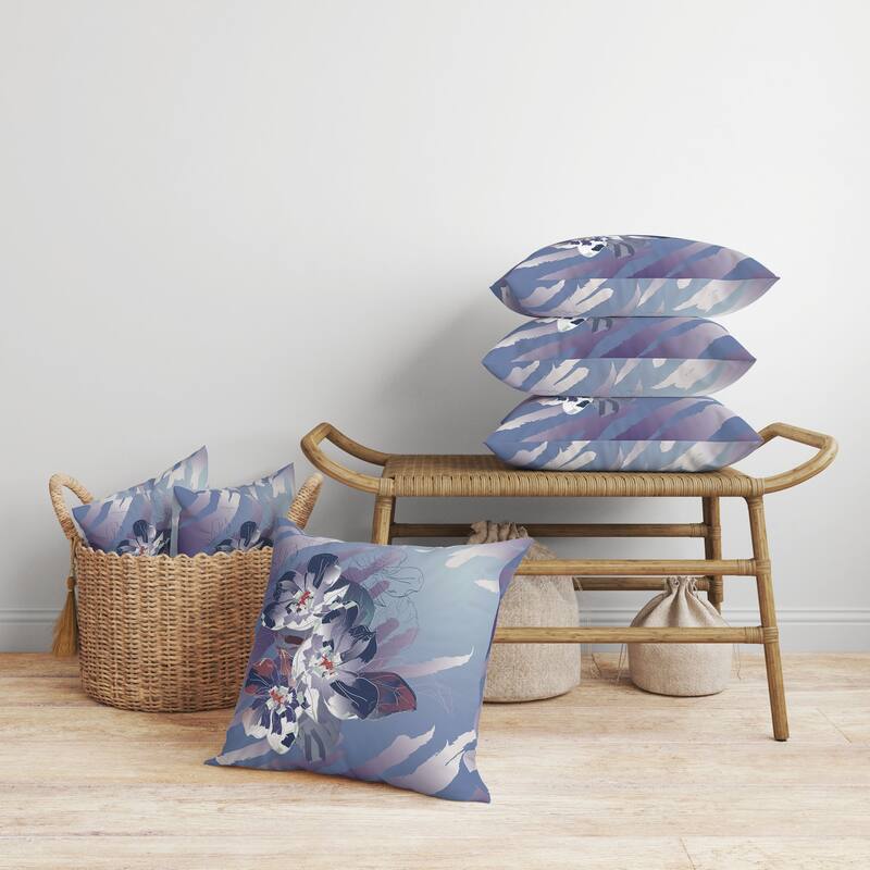 Rosemary Romance Faux Suede Reversible Throw Pillow Blue and Violet