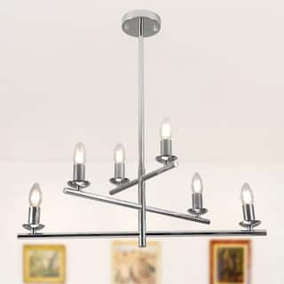 Cusp Barn Modern DIY Shape Chandelier, Industrial 6-Light Pendant Light, Classic Candle Hanging Lighting Fixture for Living Room