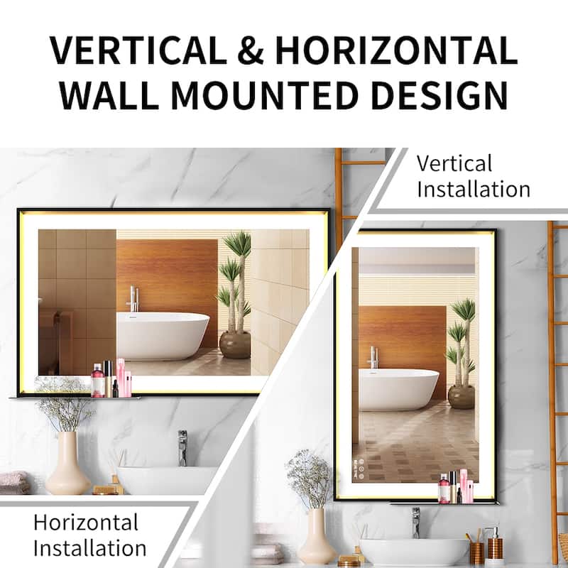 40'' x 24'' Wall Mount Bathroom Vanity Mirror with LED Lights Anti-Fog