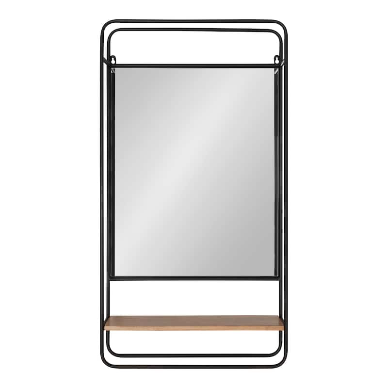 Kate and Laurel Webber Wall Mirror with Shelf - Rustic Brown/Gray - 19x36