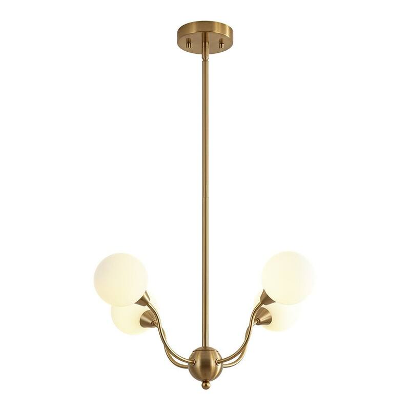Art Deco 4-Light Opal Glass Globe Sputnik Chandelier 20.5in