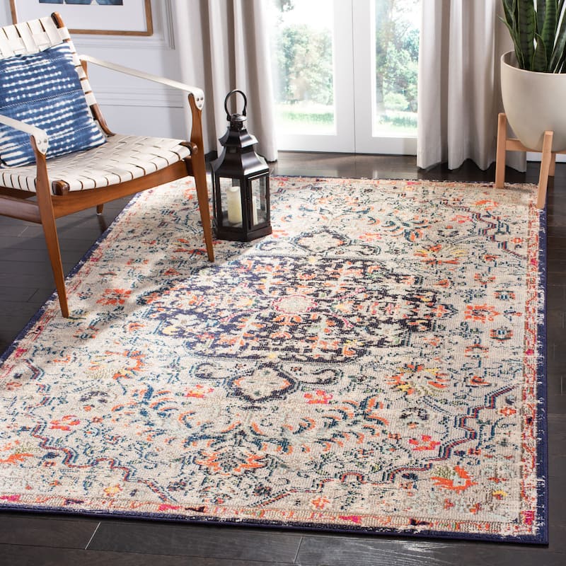 SAFAVIEH Madison Sabire Boho Medallion Distressed Rug - 3' x 5' - Beige/Black - Rectangle