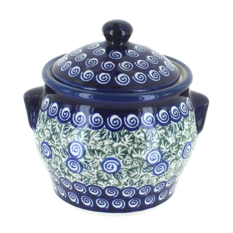 Blue Rose Polish Pottery 1096 Zaklady Small Canister - Seaside Swirl